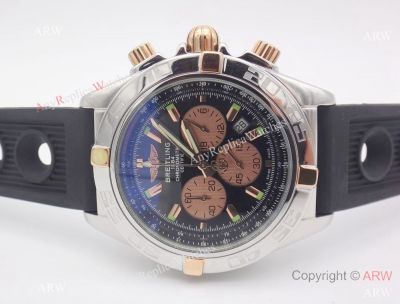 Breitling Chronomat 44mm Rose Gold Chronograph Black Rubber Band